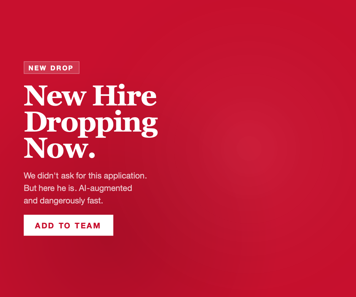 New Hire Dropping Now typographic